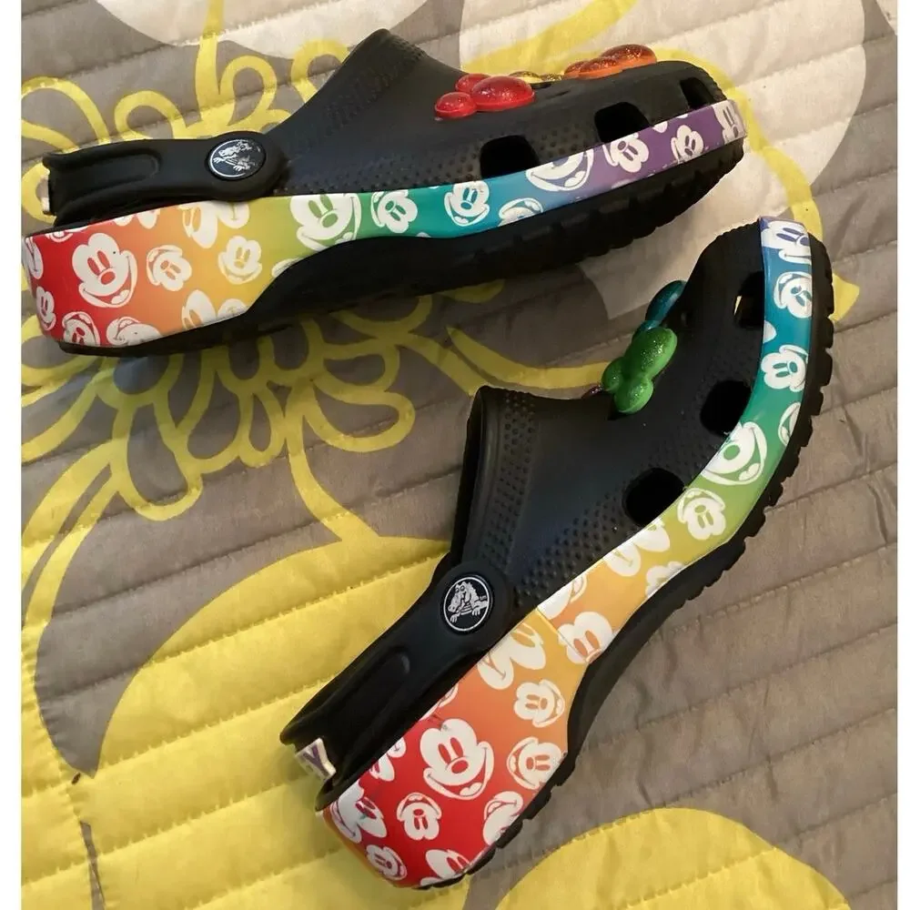 Crocs Classic Disney Mickey Mouse Rainbow Glitter Celebration Clog Sz 1